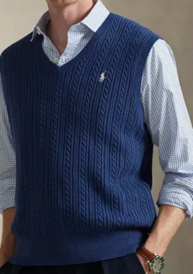 Men's Cable-Knit Cotton Sweater Vest