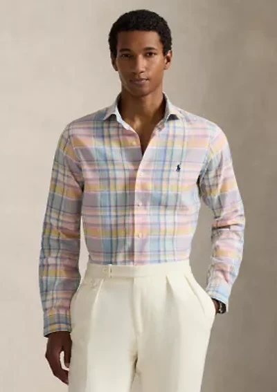 Classic Fit Plaid Linen-Blend Shirt