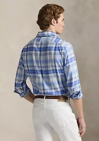 Classic Fit Plaid Linen-Blend Shirt