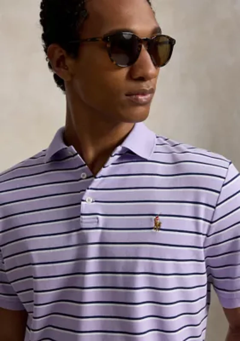 Men's Classic Fit Striped Soft Cotton Polo Shirt