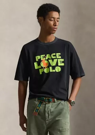 Men's Classic Fit Peace Love Polo T-Shirt