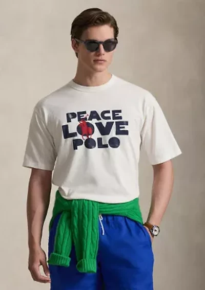 Men's Classic Fit Peace Love Polo T-Shirt