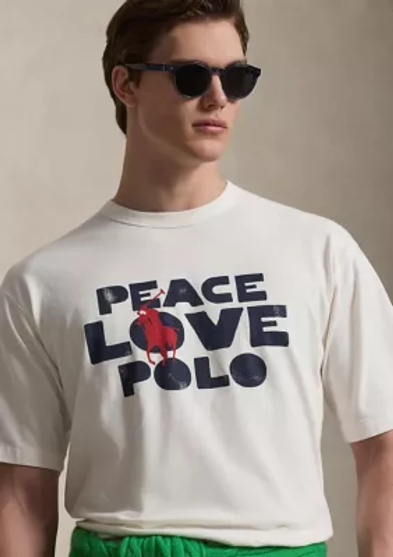 Men's Classic Fit Peace Love Polo T-Shirt
