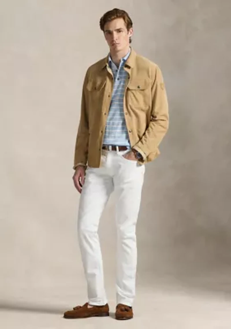 Striped Cotton-Linen Polo-Collar Sweater