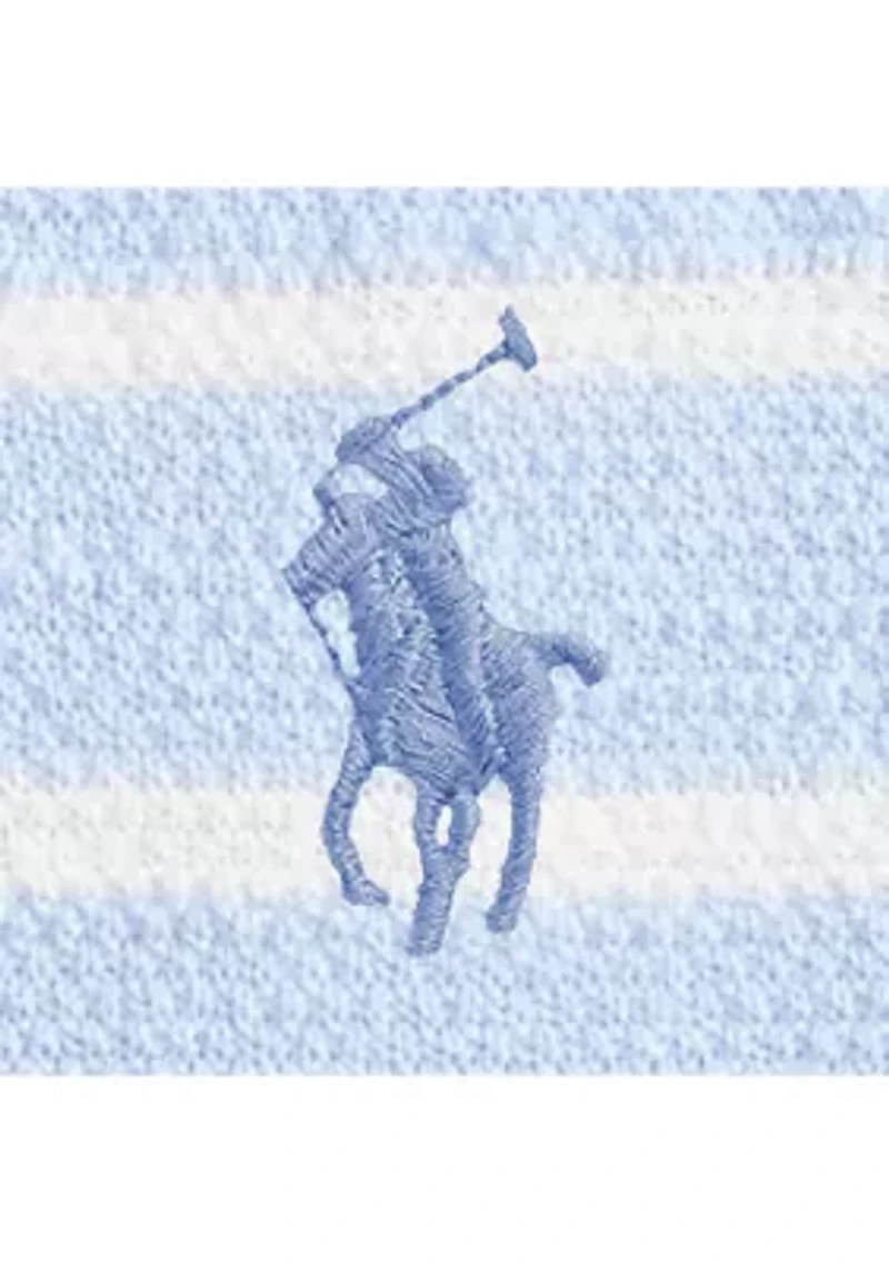 Striped Cotton-Linen Polo-Collar Sweater