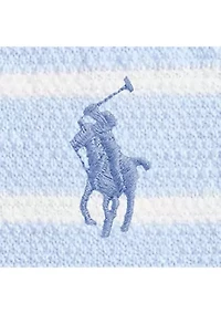 Striped Cotton-Linen Polo-Collar Sweater