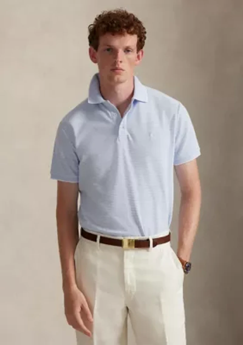 Classic Striped Stretch Mesh Polo Shirt
