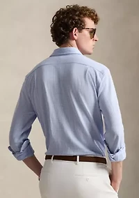 Plaid Jersey Spread-Collar Shirt