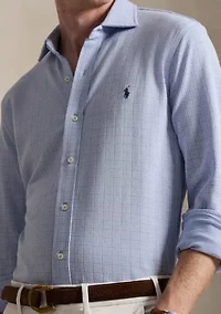 Plaid Jersey Spread-Collar Shirt