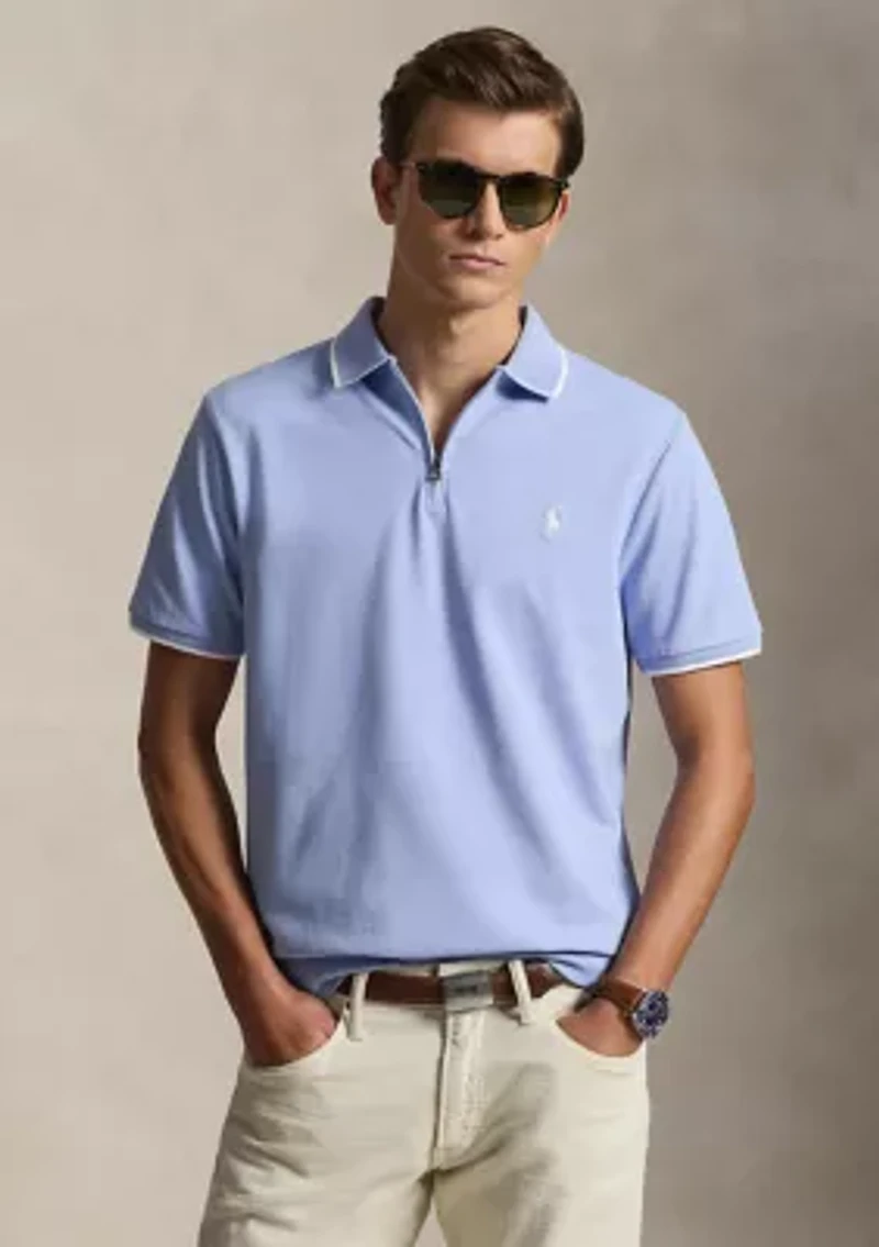 Men's Classic Fit Stretch Mesh Zip Polo Shirt