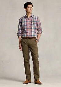 Stretch Straight Fit Washed Chino Pants