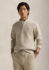 Double Knit Mesh Quarter Zip Pullover Sweatshirt