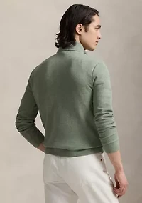 Double Knit Mesh Quarter Zip Pullover Sweater