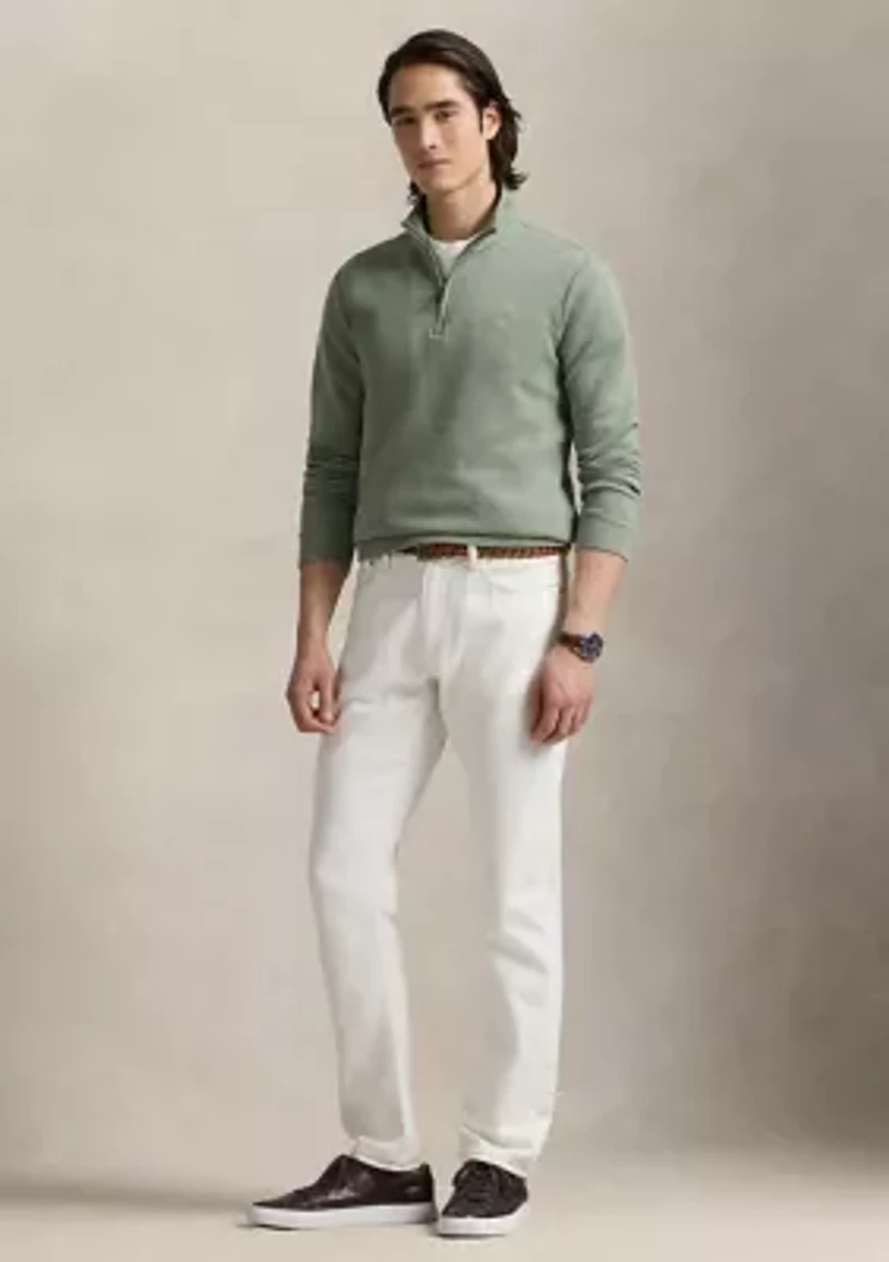 Double Knit Mesh Quarter Zip Pullover Sweater