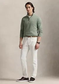 Double Knit Mesh Quarter Zip Pullover Sweater