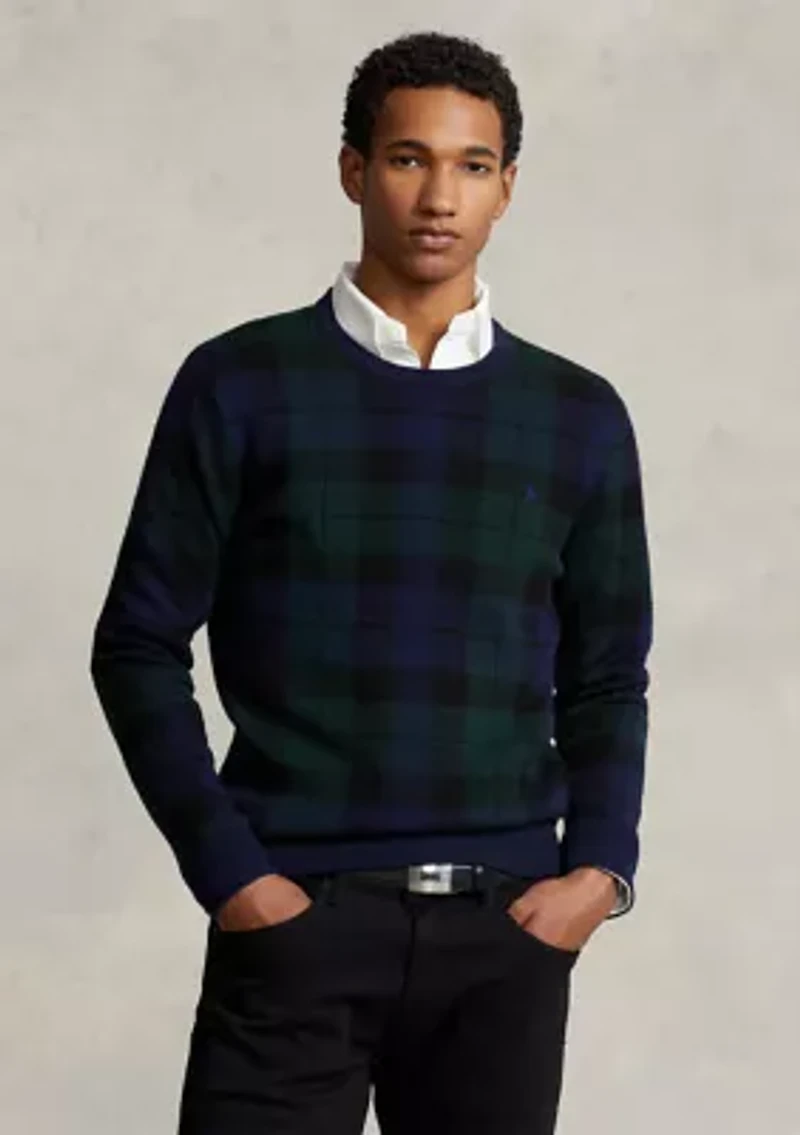 Plaid Washable Wool Sweater