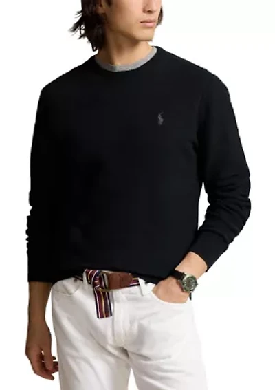 Textured Cotton Crew Neck Sweater