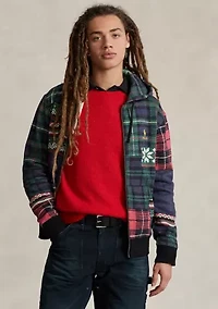 Patchwork Print Fleece Full Zip Hoodie