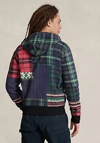 Patchwork Print Fleece Full Zip Hoodie