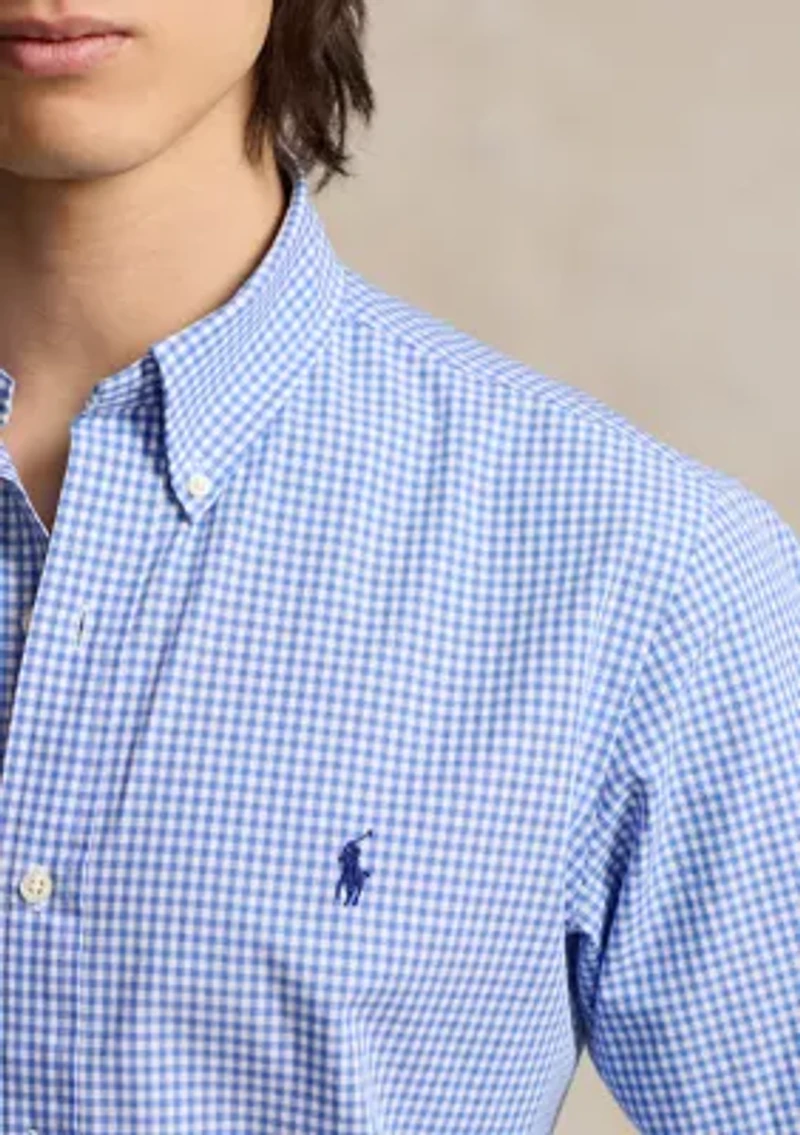 Slim Fit Checked Stretch Poplin Shirt