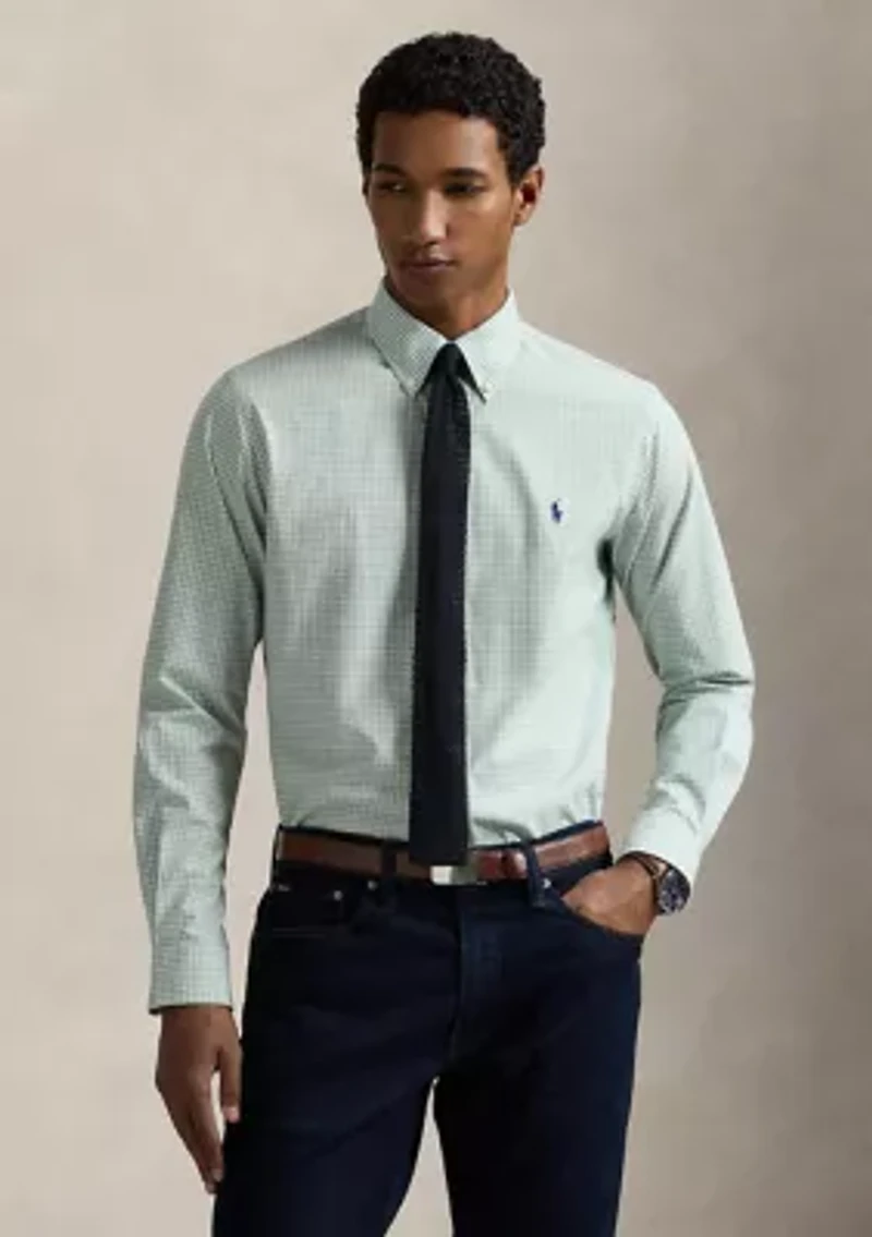 Classic Fit Gingham Stretch Poplin Shirt