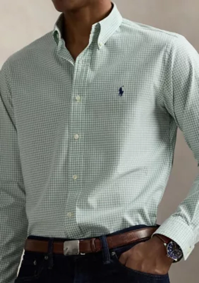 Classic Fit Gingham Stretch Poplin Shirt
