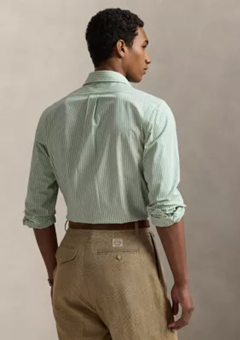 Classic Fit Striped Stretch Poplin Shirt