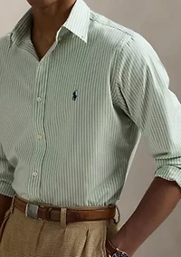 Classic Fit Striped Stretch Poplin Shirt