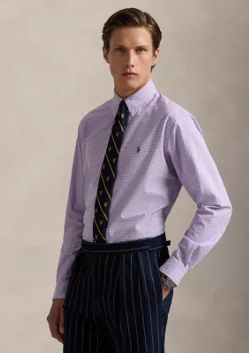 Slim Fit Gingham Stretch Poplin Shirt