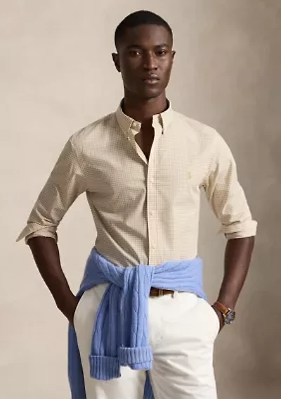 Slim Fit Gingham Stretch Poplin Shirt