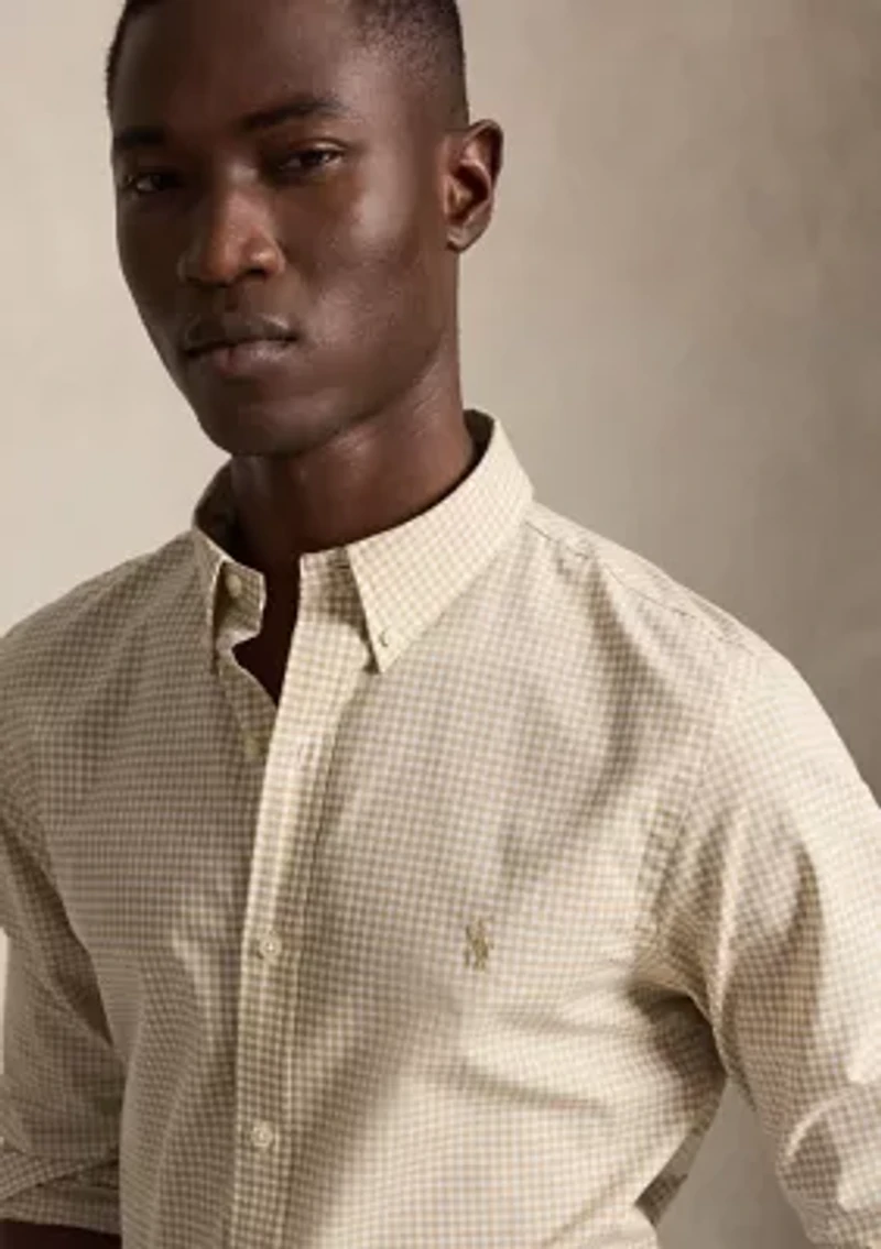 Slim Fit Gingham Stretch Poplin Shirt