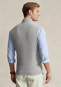 Mesh-Knit Cotton Full-Zip Sweater Vest