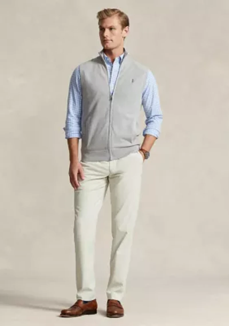 Mesh-Knit Cotton Full-Zip Sweater Vest