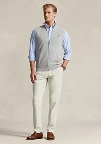 Mesh-Knit Cotton Full-Zip Sweater Vest