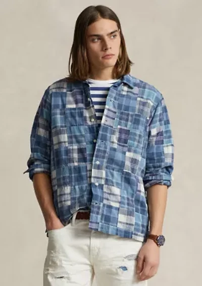 Classic Fit Patchwork Madras Camp Shirt