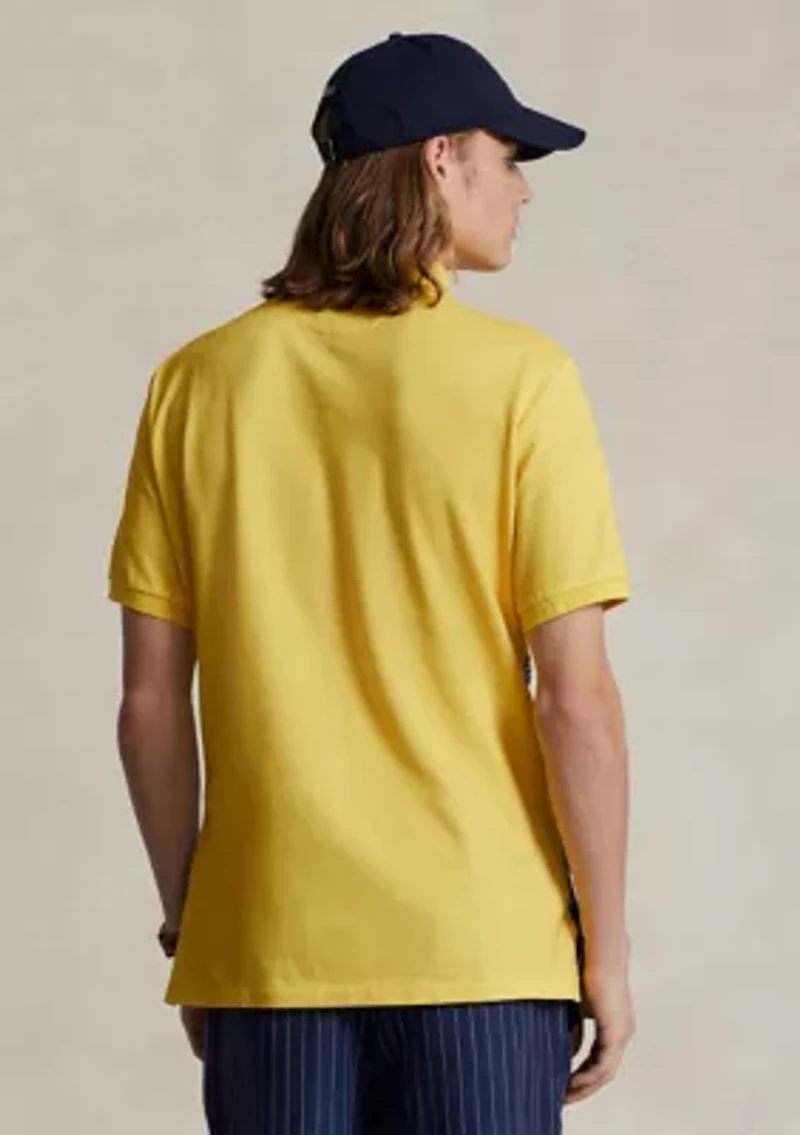 Printed Short Sleeve Mesh Polo Shirt