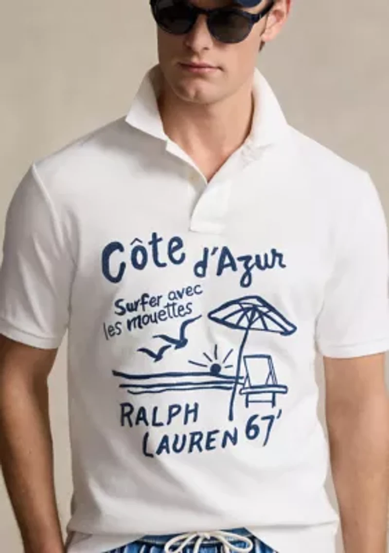 Classic Fit Embroidered Mesh Polo Shirt