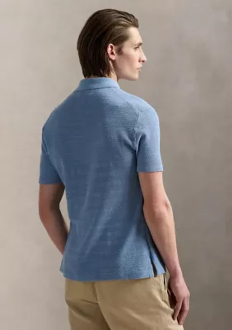 Textured Cotton-Linen Shirt Sweater