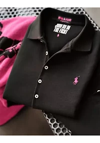 Pink Pony Stretch Mesh Polo Shirt