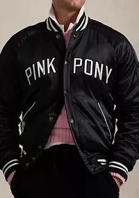 Pink Pony Satin Baseball Jacket