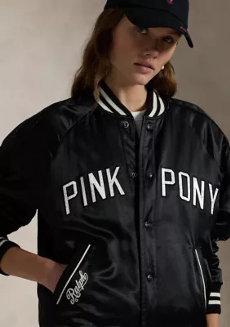 Pink Pony Satin Baseball Jacket