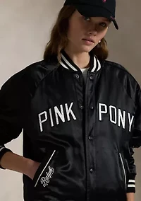 Pink Pony Satin Baseball Jacket