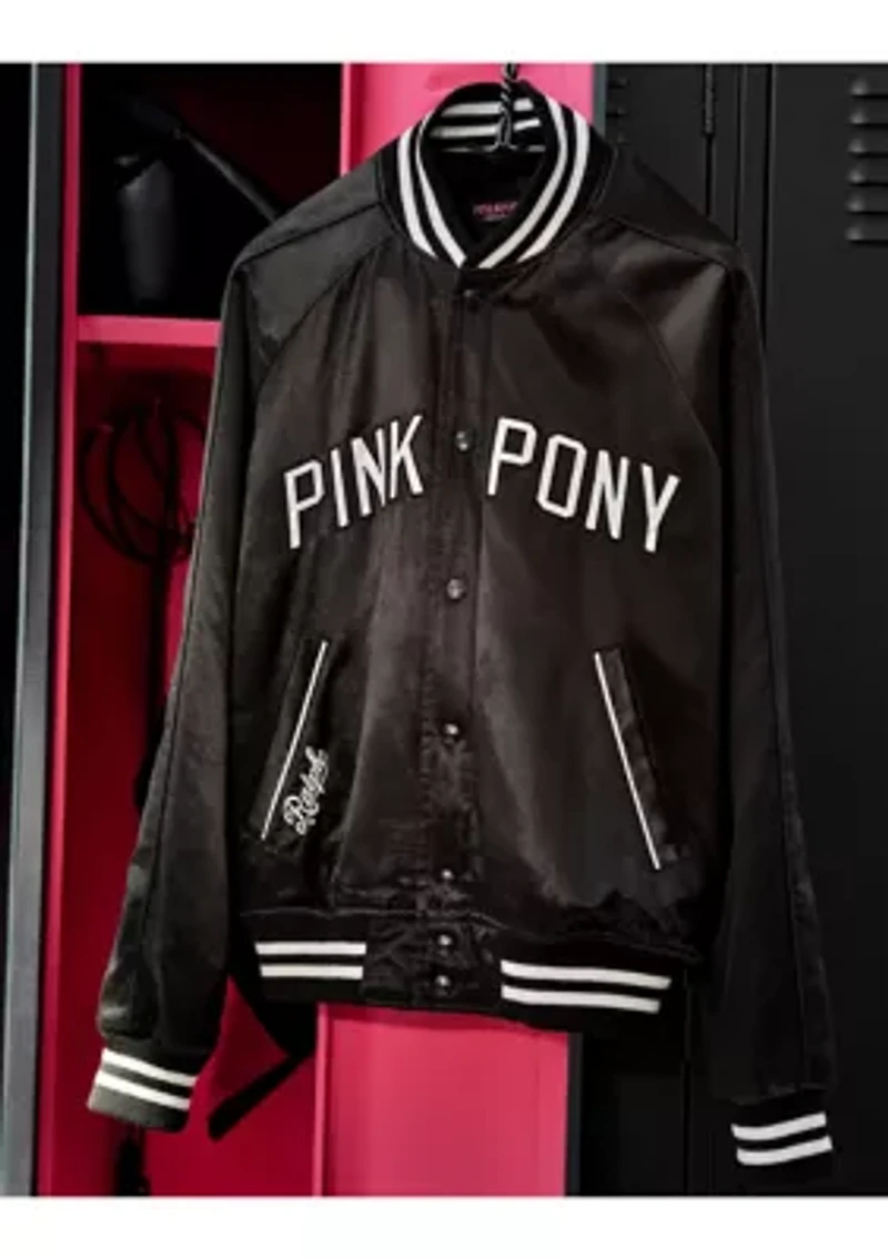 Pink Pony Satin Baseball Jacket