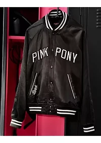 Pink Pony Satin Baseball Jacket