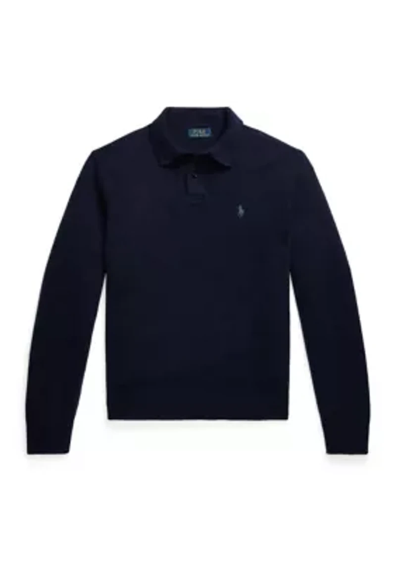Wool-Cashmere Polo-Collar Sweater