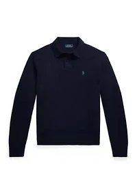 Wool-Cashmere Polo-Collar Sweater