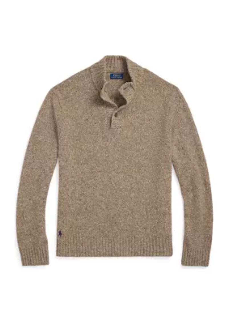 Speckled Wool-Blend Mock Neck Sweater
