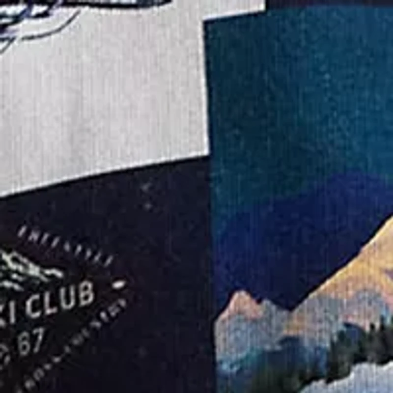 Patchwork-Ski-Print Fleece Hoodie