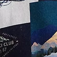 Patchwork-Ski-Print Fleece Hoodie