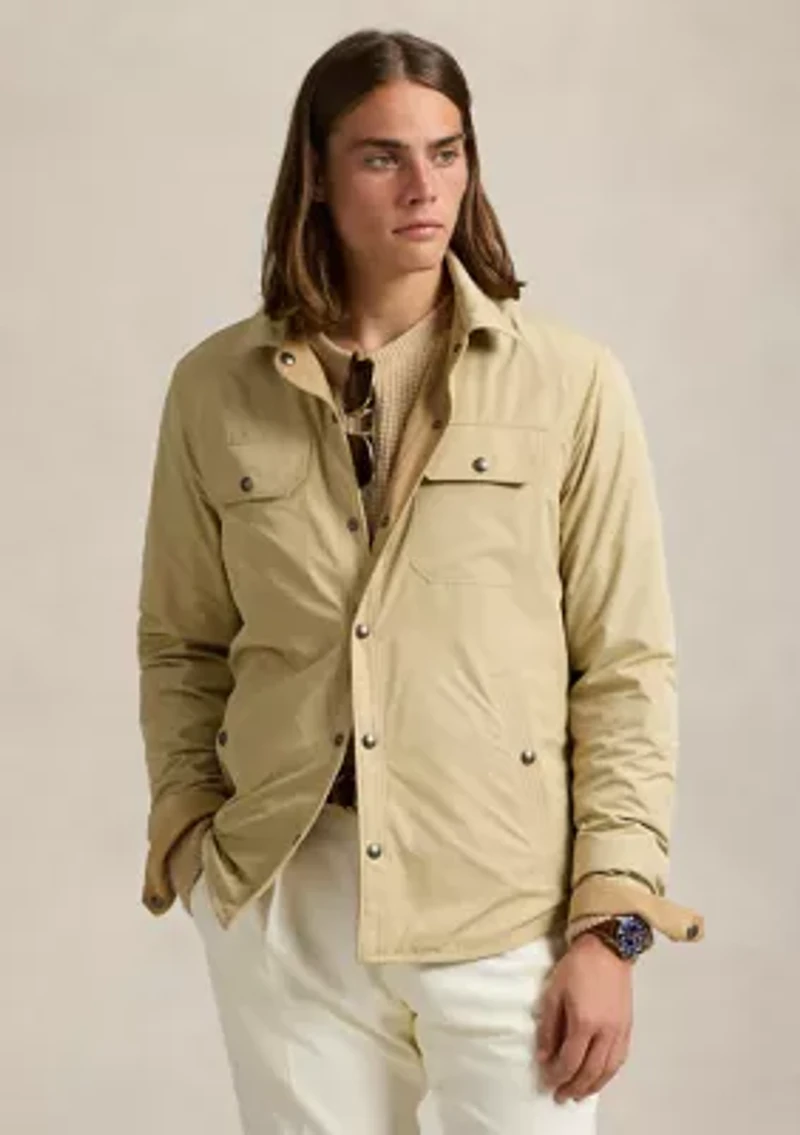 Reversible Suede-Taffeta Shirt Jacket